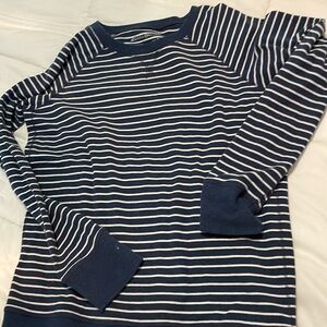 Eddie Bauer striped  banded combed cotton sweater top blue white M legendwash